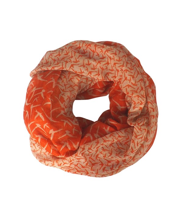 Peach Couture Vintage Fashion Funky Bird Print Infinity Loop Scarves - Orange - CR12NTO2X45