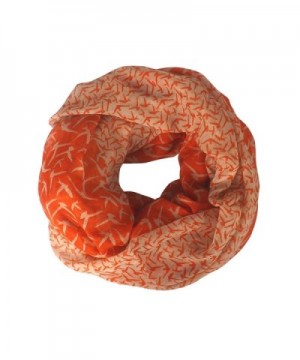 Peach Couture Vintage Fashion Funky Bird Print Infinity Loop Scarves - Orange - CR12NTO2X45