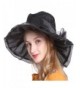 Ofocam Summer Women's Sun Hats Organza Hat Wide Brim Church Tea Party Wedding Hat - Black - CZ17YZCXAWI