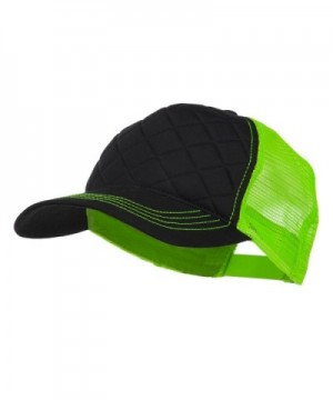 Fashion Quilted Trucker Two Tone Neon Mesh Cap - Black Neon Green OSFM - C911M6KPODR