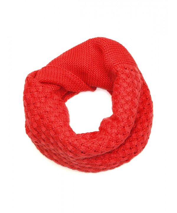 Lovarzi Snoods for Men & Women - Unisex Crosshatch Cowl & Snood Scarf - Red - CL11BV33S1F