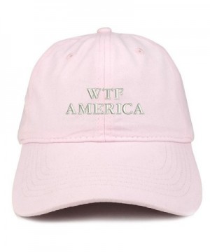 Trendy Apparel Shop WTF America Embroidered 100% Quality Brushed Cotton Baseball Cap - Light Pink - C9185HOL5D4