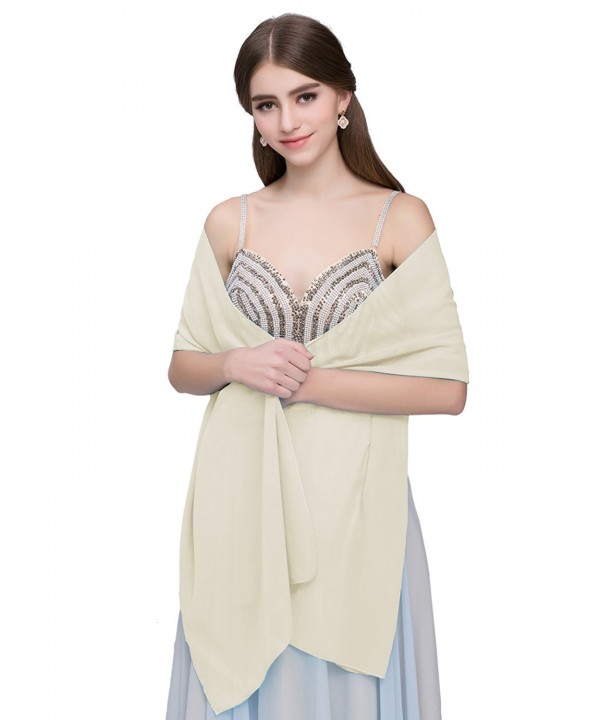 Kileyi Women's Soft Chiffon Shawl Wrap Scarf for Wedding Evening Formal Dresses - Ivory - CN12NDUJ0F4