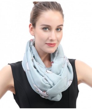 Lina & Lily Rabbit Bunny with Bow Tie Print Women's Infinity Scarf Lightweight - Pale Blue - CL11VW9VAB7