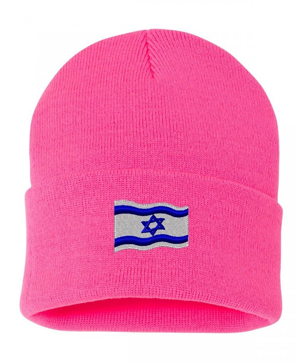 Israel Flag Custom Personalized Embroidery Embroidered Beanie - Hot Pink - CX12O6IMMDE