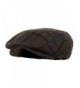 Men's Premium Wool Blend Snap Brim Newsboy Cabbie Cap Hat - Plaid Brown - CT187DXL6DH