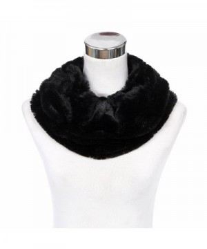 Premium Soft Small Faux Fur Solid Color Warm Infinity Circle Scarf - Diff Colors - Black - CA127NG0I7P