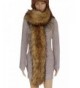 VamJump Women Winter Warm Faux Fox Raccoon Fur Collar Long Scarf - Kahki - CV127Z34O1H