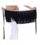 Plus Hip Scarf for Women for Belly Dancing and Latin Dance with Fringes - Black - C0184R478H5