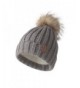Pilipala Women Knit Winter Turn up Beanie Hat Fur Pompom VC17604 - Gray(raccoon Pompom) - C3188N3RSQ7