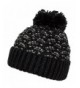 HatQuarters Warm Chunky Cable Knit Winter Skully Cap With Cuff- Dope Beanie Hat With Pom - Black/Grey - CX186DXKGG8