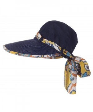 Jemis Women's Big Rim Cap Sun Hat with Sacrf - Navy Blue - CC11WP1AG93