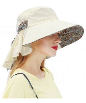 Women's Summer Straw Hat Beach Bucket Hats Cap Wide Brim Sun Hat - Sun Protective - Beige - C3183382D5E