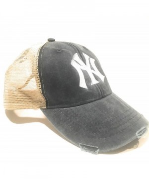 Mary's Monograms Monogrammed NY Yankees Navy Blue Distressed Trucker Hat - CS1822Y7M88