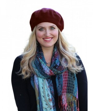 Brigette Classic Wool Beret by Parkhurst Hats (MERLOT)One Size - C712JD7FHEB