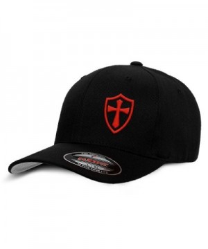 Crusader Knights Templar Cross Baseball Hat - Black / Red - C912LG3S27T