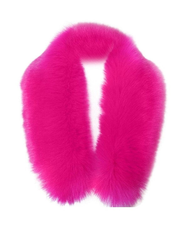 DDLBiz Fashion Women's Faux Fur Collar Scarf Shawl Wrap Stole Scarves - Hot Pink - CP12N9RXHXG