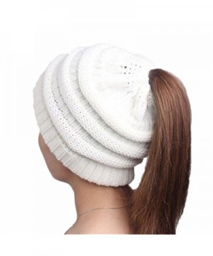 NeuFashion Wholesale Ponytail Stretch Beanies - White - CR189KRY3IN