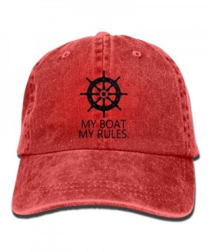 My Boat My Rules Retro Washed Dyed Cotton Adjustable Baseball Cowboy Cap - Red - CK188CRKKDR