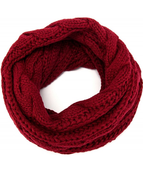 MOTINE Women's Winter Thick Ribbed Knit Warm Circle Loop Infinity Scarf - Burgundy - C012NB3XJO6