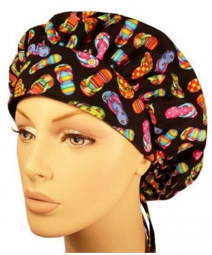 Bouffant Medical Scrub Cap - Tossed Flip Flops On Black - C112LL0CH9L