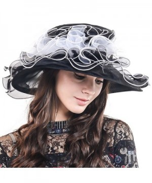 Kentucky Derby Church Dress Wedding Floral Tea Party Hat S021-A - Black&white - CZ12OBLD9P6