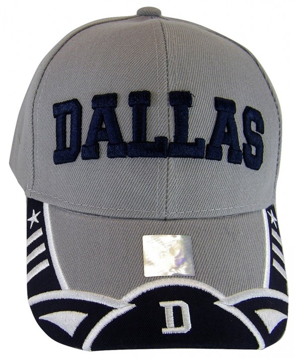 BVE Sports Novelties Dallas Texas Men's Stars & Stripes Adjustable Baseball Cap - Script Gray/Navy - C7182KQQNA0