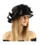 Classy Kentucky Derby Flowers Curled Leaf Feathers Bucket Church Hat Cap - Black - CH11CHZQP07