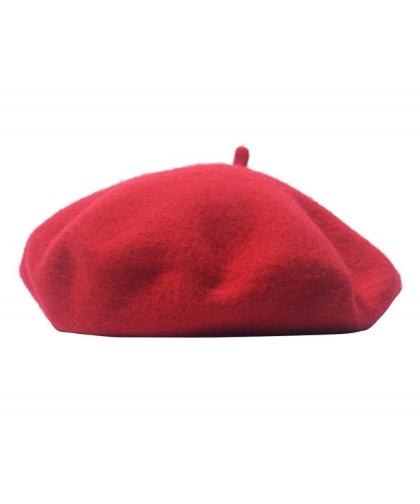 MaiTaiTai Women Beret Hat Classic Solid Color Princess Cap Girl Wool Hat Autumn/Winter Christmas Gift - Red - C2186I4AWUS