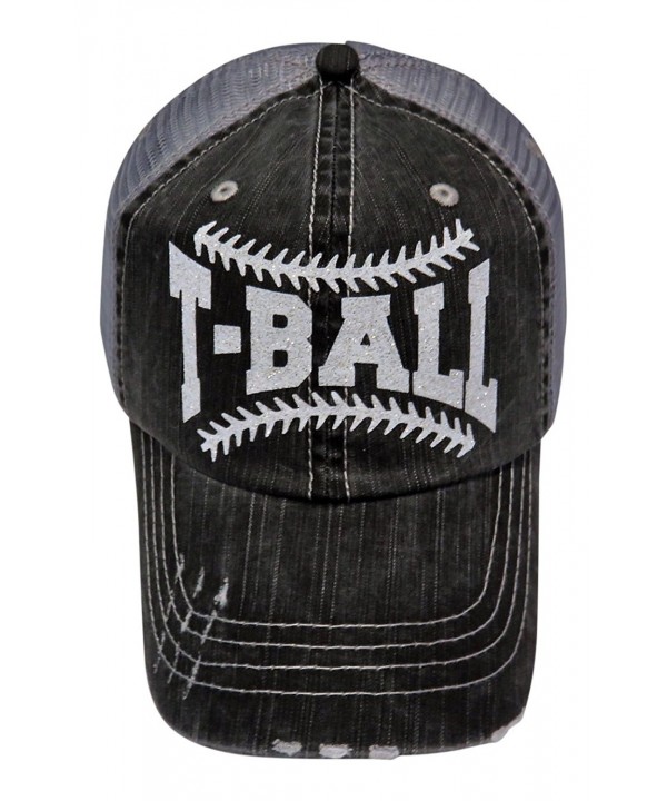 White Glitter T-Ball Distressed Grey Trucker Cap Sports Baseball - C71834C6IKA