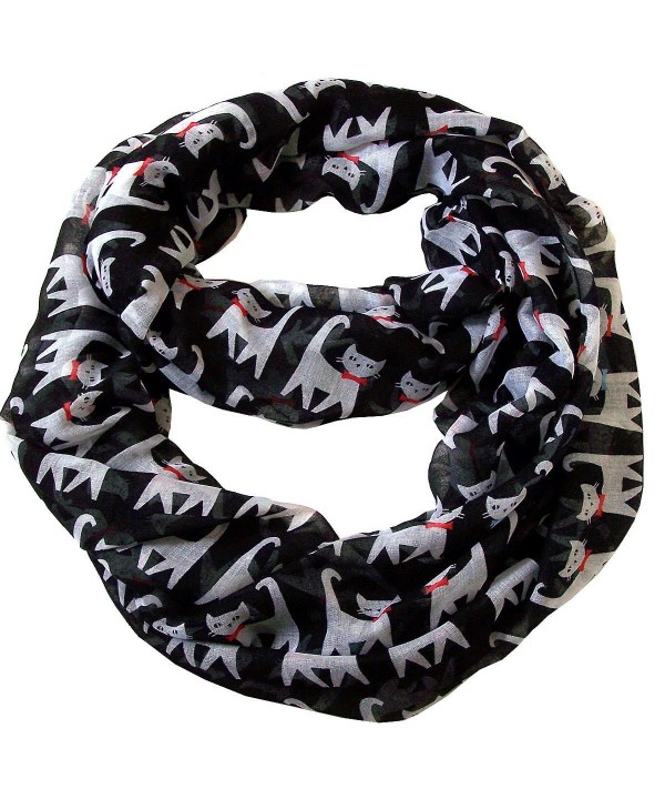 Infinity Cute Cat Print Viscose Scarf CSJ-L-18A (Black) - "		 	 Black	 	" - C711YLBGP37