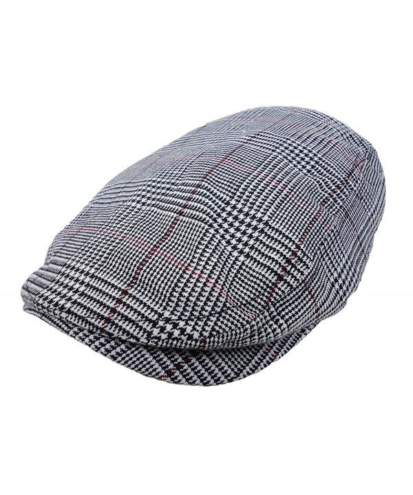 Plaid Pattern Ivy Driver Hunting Flat Newsboy Hat Gray - CJ11JMIAB4H