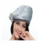 June's Young Girl Church Hat Satin Hat Formal Dress Beret Brimless Stones - Silver Grey - CB11I09NV5V