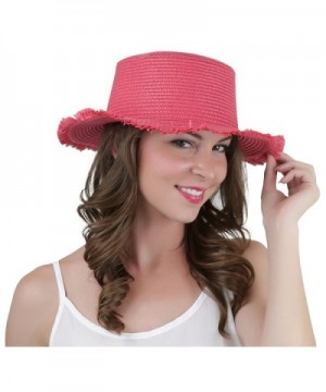 ToBeInStyle Women's Flaky Woven Straw Rim Summer Hat - Red - CX184SRL4HG