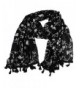 Women's Embroidery Floral Cotton Stole Wrap Tassel Edge Oblong Scarf Shawl - Black - C812096B53H