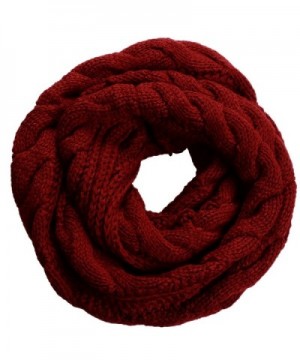 NEOSAN Womens Thick Ribbed Knit Winter Infinity Circle Loop Scarf - Twist Claret - C4127NEJFXZ