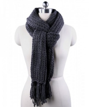 GYSEASON Winter Scarf Men Women Tassel Unisex Acrylic Knitted Warm Dark Grey - CT1855GWQ3N