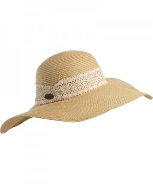 Turtle Fur Macie Women's Wide Floppy Brim Straw Sun Hat w/ Lace Trim Vermont Collection Sun Style - Natural - C211YXPEQAJ