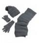 N'Ice Caps Women's Solid Cable Knit Hat/Scarf/Gloves Accessory Set - Gray - CA12KI2VV9Z
