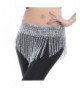 ZYZF Beaded Elastic Waist Rave Belly Dance Skirt Hip Scarf Costume - Silver - C612G7AVKGF