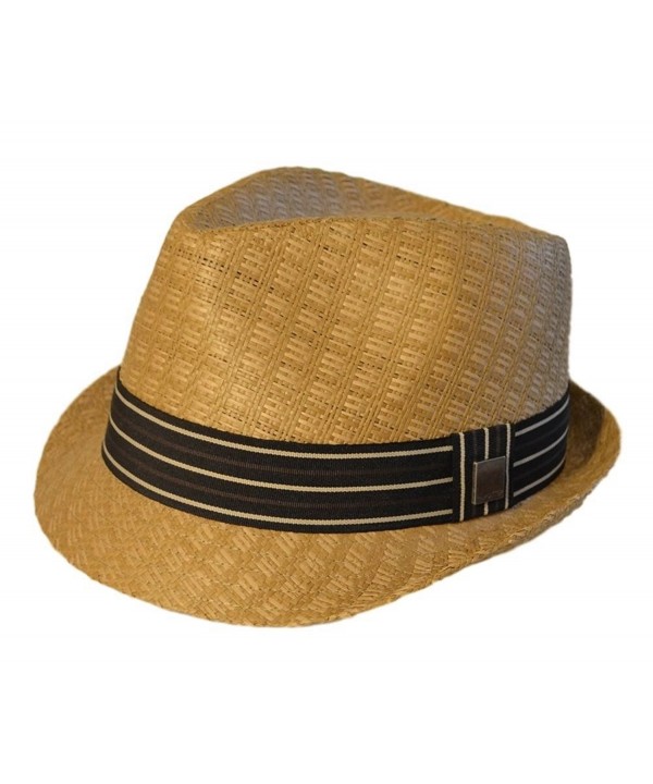 Hatter Mens Big Size Summer Straw Fedora Trilby Thick XL(60)- XXL(62) Brown - C611WAFBBD9