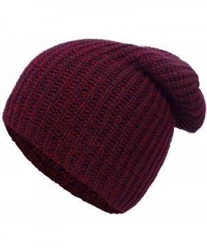 Simplicity Men / Women's Thick Stretchy Knit Slouchy Skull Cap Beanie - Burgundy 2 - CN12MA74ULD