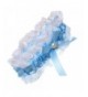 White Lace and Blue Ribbon Bow with Centre Pearl Elasticated Garter Bridal - CB11KMN1QC3