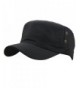 Men's Cotton Flat Top Peaked Baseball Twill Army Millitary Corps Hat Cap Visor - Black - CX12DSYC8G5