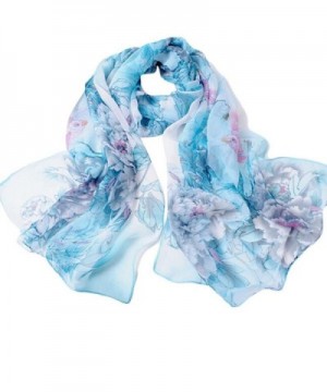 Creazy Fashion Chinese style Lady Long Wrap Women's Shawl Chiffon Scarf Scarves - Blue - CJ12FSL08GX