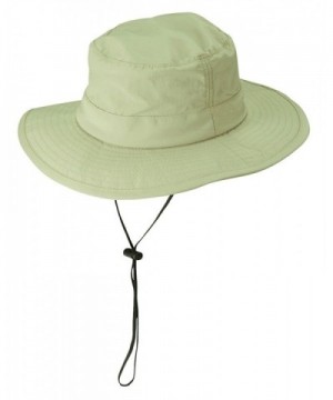 Dorfman Pacific Men's 1 Piece Big Brim Bonnie Hat With Nylon Chin Cord - Khaki - CZ11340DUWF