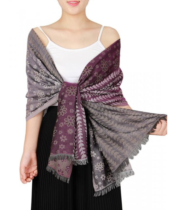 KAISIN Women's Elegant Scarf Paisley Shawl Wrap Scarf Excellent Gift for Women - Purple - CC185DSXGTD