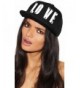 Love White Block Letter Silver Stud Snapback Brim Baseball Cap Hat in Black - C1185TE0Y9E