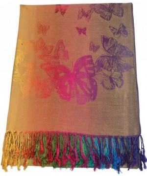 CJ Apparel Butterfly Design Shawl Pashmina Scarf Wrap Stole Throw Seconds NEW - Gold - CV12NYPJGFR