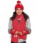 Zeagoo Women Warm Knitted Shawl Wrap Neck Stole Long Scarf Hat Gloves Set - Red - CZ186LXATAU